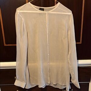 Eileen Fisher Light Sage Sheer Silk Blouse